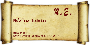 Münz Edvin névjegykártya